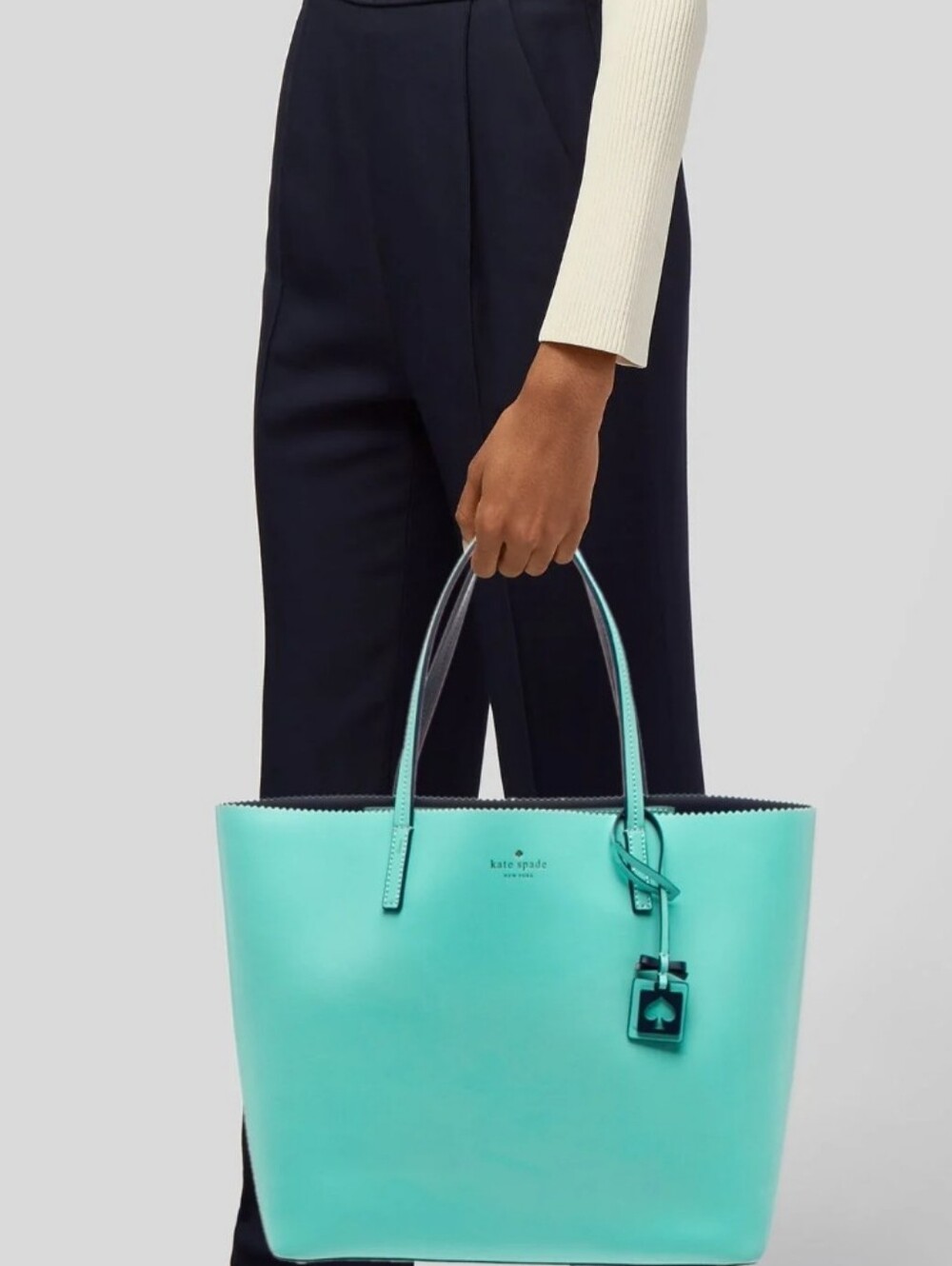 kate spade turquoise leather tote bag